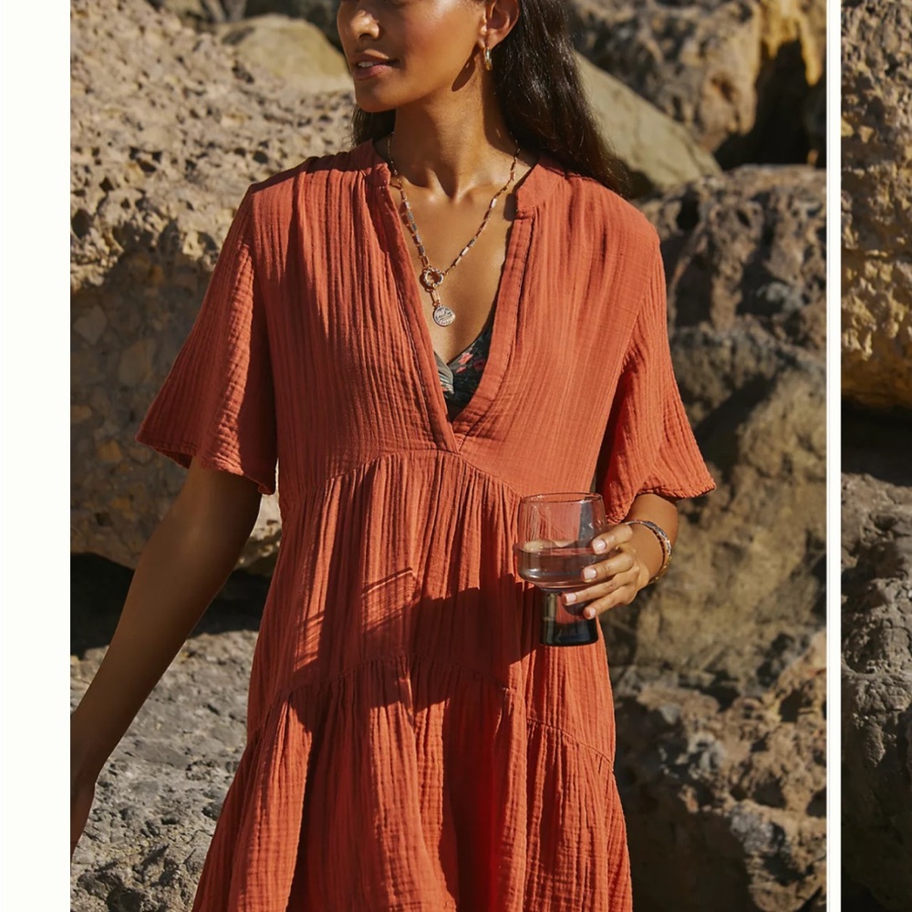 By Anthropologie Kallie V-Neck Mini Tunic Dress